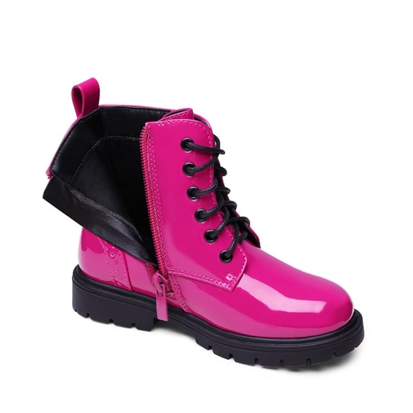 Boys Girls Combat Ankle Boots - ROSE RED - 3